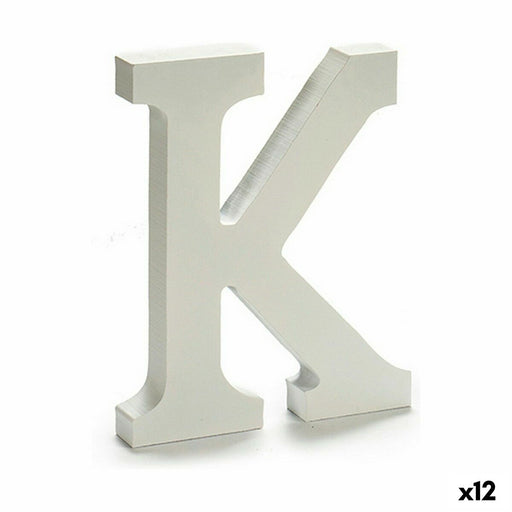 Buchstabe K Holz Weiß (1,8 x 21 x 17 cm) (12 Stück)