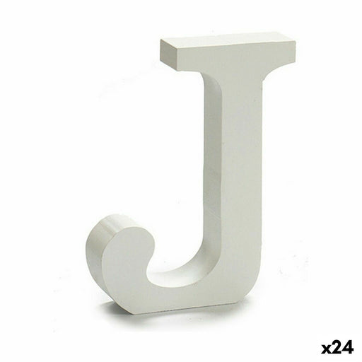 Buchstabe J (24 Stück) Weiß Holz 2 x 11 cm