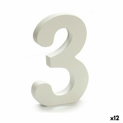 Zahle 3 Holz Weiß (1,8 x 21 x 17 cm) (12 Stück)