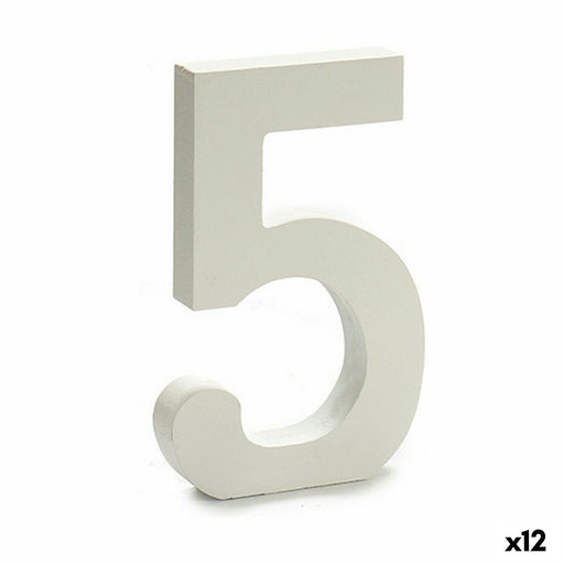 Zahle 5 Holz Weiß (1,8 x 21 x 17 cm) (12 Stück)