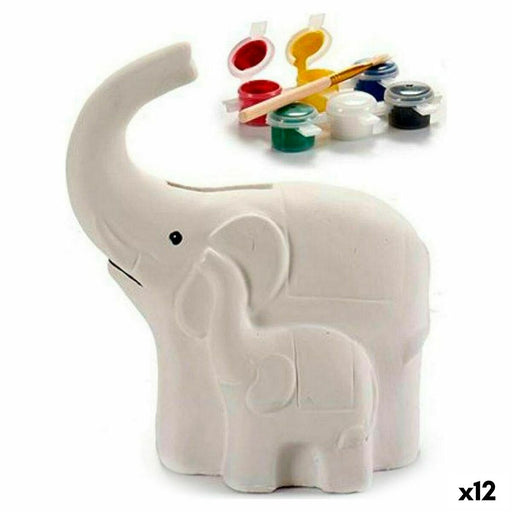 Sparbüchse Elefant aus Keramik Weiß (8,3 x 14 x 12 cm) (12 Stück)