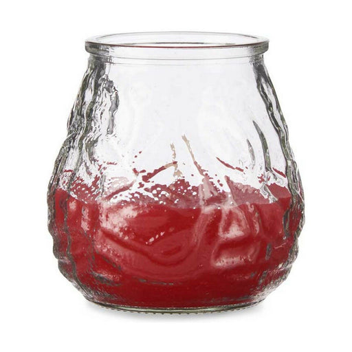 Kerze Geranie Rot Durchsichtig Glas Parafin 6 Stück (9 x 9,5 x 9 cm)