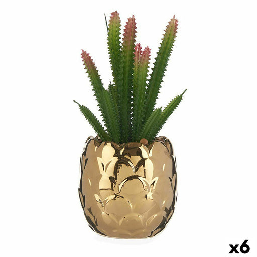 Dekorationspflanze aus Keramik Gold Kaktus grün Kunststoff 6 Stück (6 Stück) (10 x 20 x 10 cm)
